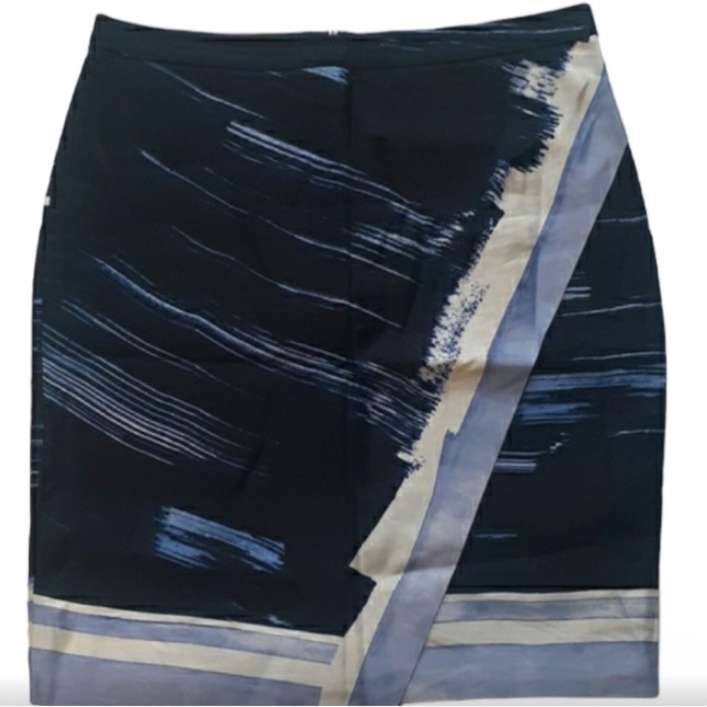 BANANA Republic Womens Skirt Lavender Purple Linen Stripe Asymmetrical Wrap 12